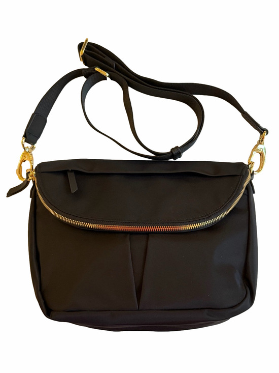 Quince Handbags - Quince Black Revive Nylon Foldover Crossbody Bag NWOT Adjustable Strap Gold Zip